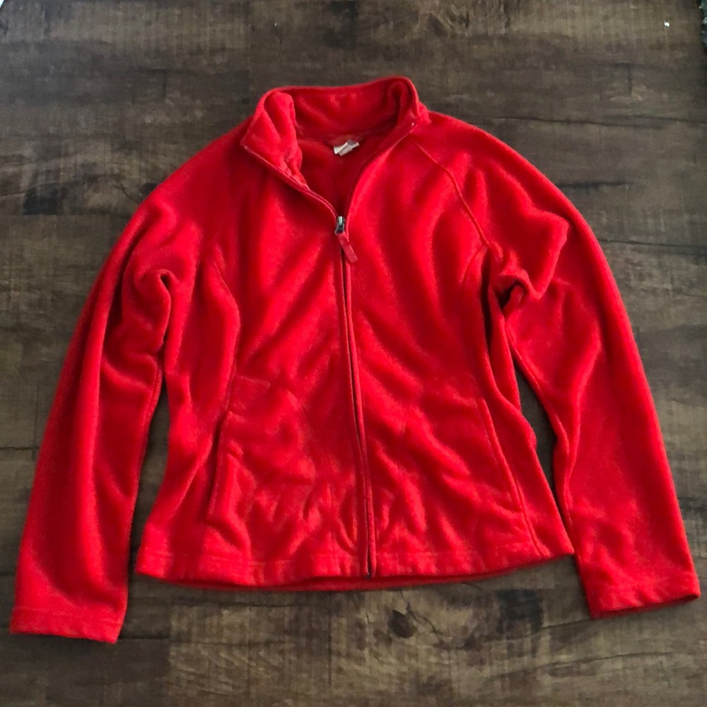 Red zip-up sweatshirt